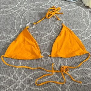 Tularosa Bright Orange Bikini Top with Ring Details